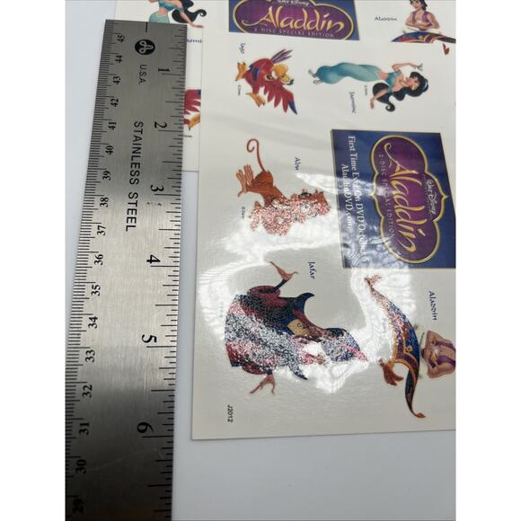 Walt Disney Aladdin DVD Temporary Tattoos Rare 6 Sheets Special Edition Jasmine - Picture 4 of 6
